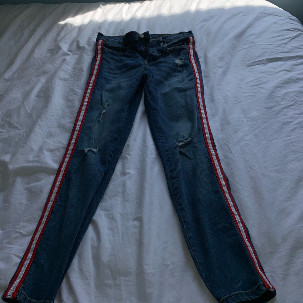 BLANK NYC jeans with red and white stripe